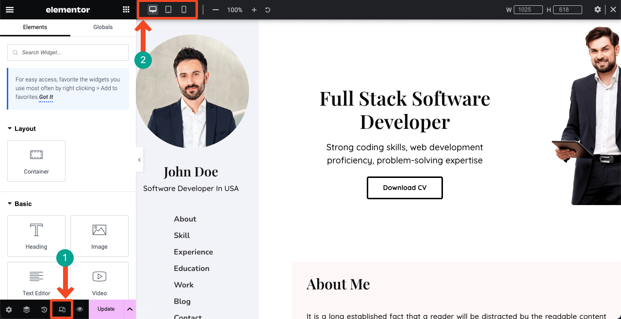 How to Create a Resume Website By Drag and Drop (Elementor) 31 Check mobile responsiveness