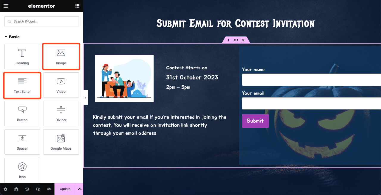 How to Design a Halloween Web Page in 2025 23 Complete the form section on the Halloween page