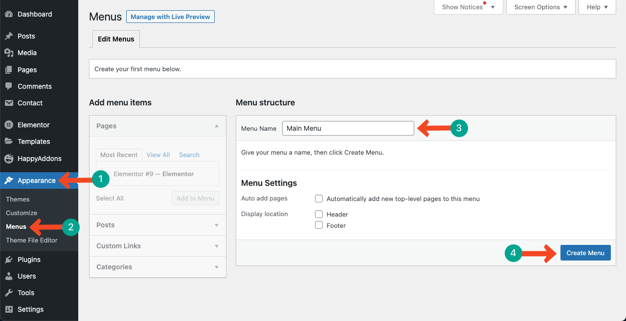 How to Create a Resume Website By Drag and Drop (Elementor) 26 Create menu for the resume site