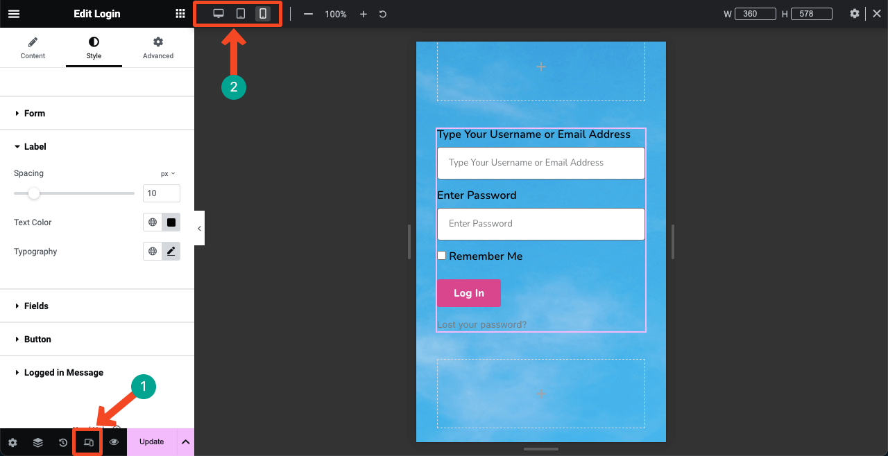 How to Create a Login Page on WordPress with Elementor 20 Make the Login page responsive