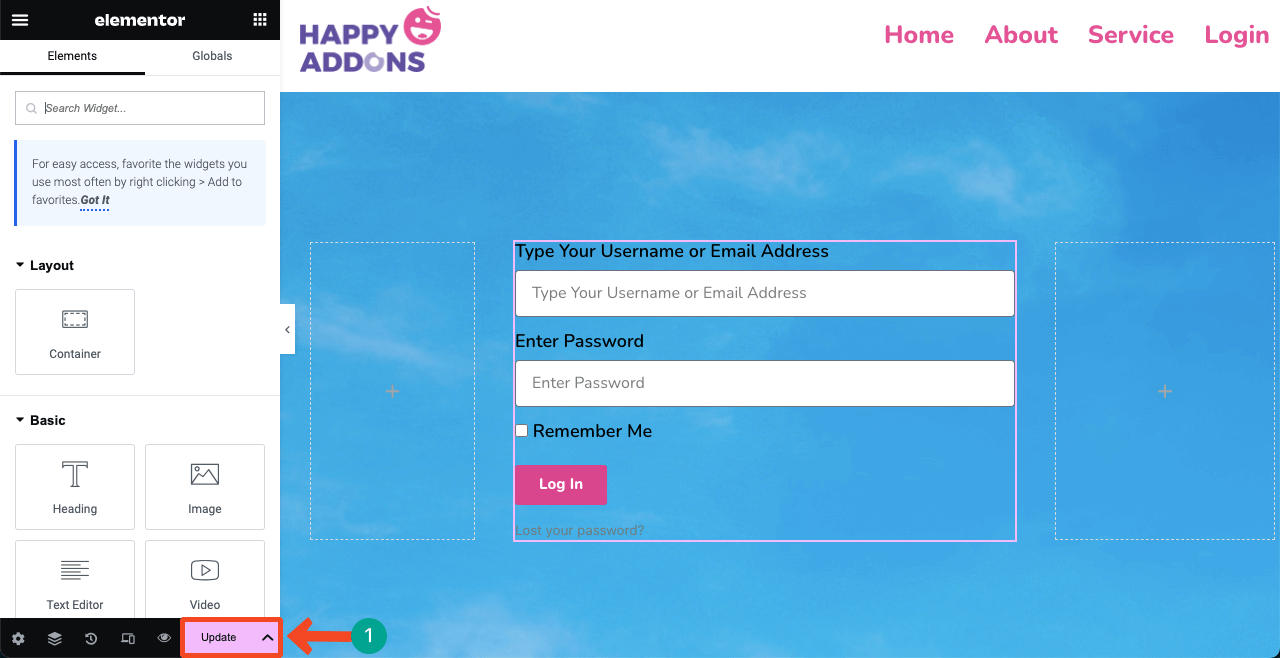How to Create a Login Page on WordPress with Elementor 21 Publish the Login page design