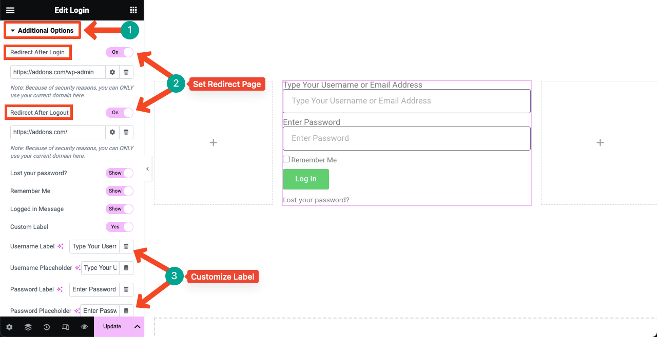 How to Create a Login Page on WordPress with Elementor 13 Set Redirect login and logout page