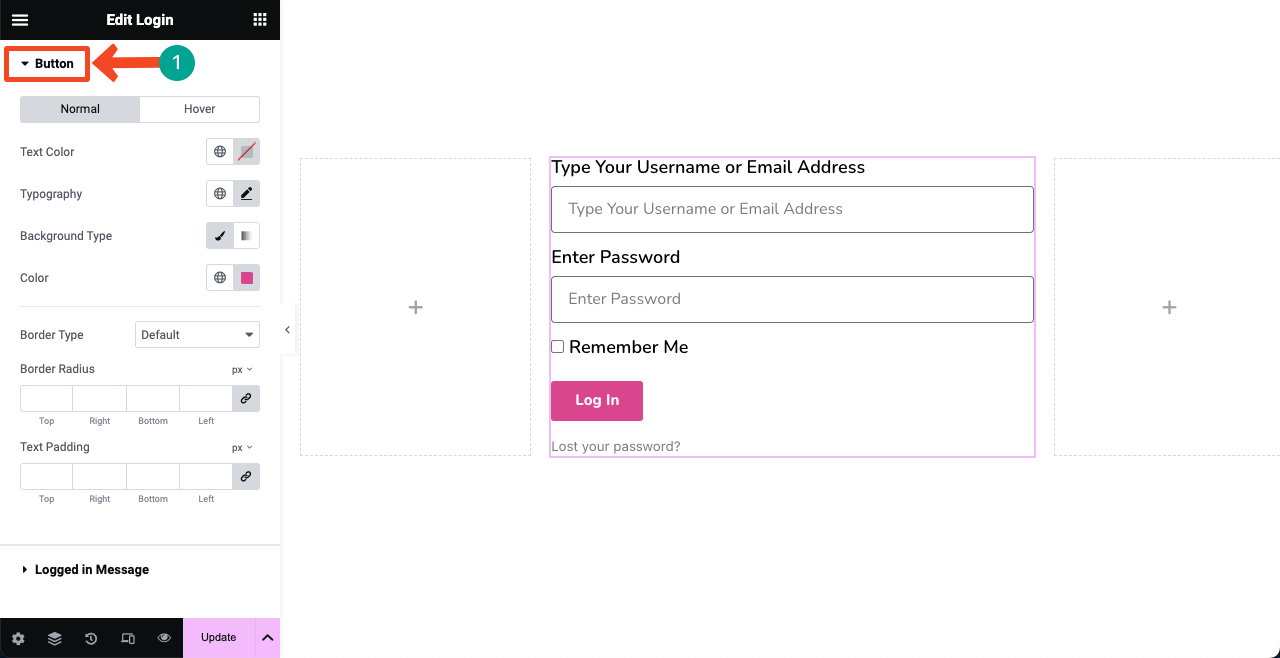 How to Create a Login Page on WordPress with Elementor 17 Stylize the button