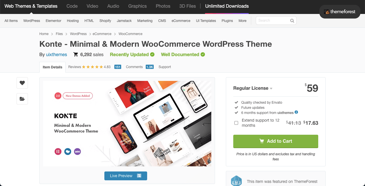10+ Best Elementor WooCommerce Themes with Comparison 5 Konte theme for Elementor and WooCommerce