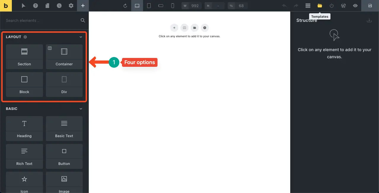 Bricks Builder vs Elementor Pro - Which One Is Better 3 Layout options in Bricks Builder