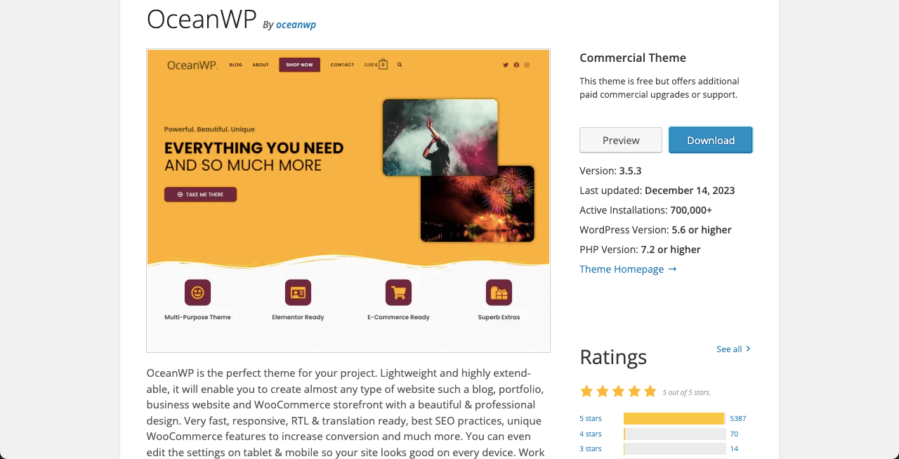 10+ Best Elementor WooCommerce Themes with Comparison 8 OceanWP theme for Elementor and WooCommerce