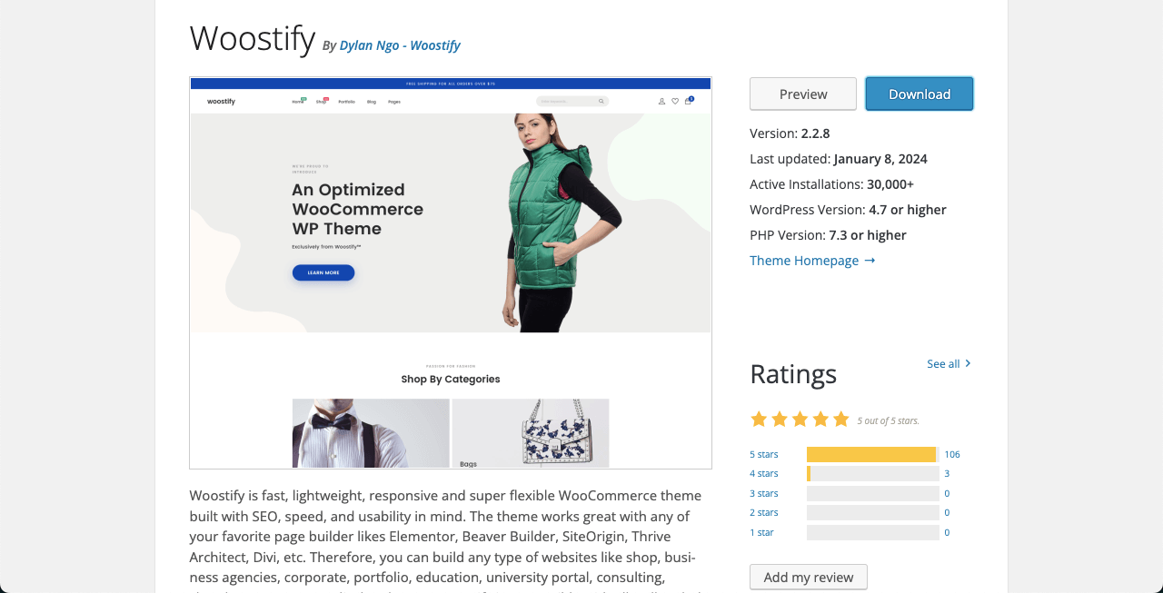 10+ Best Elementor WooCommerce Themes with Comparison 11 Woostify theme for Elementor and WooCommerce