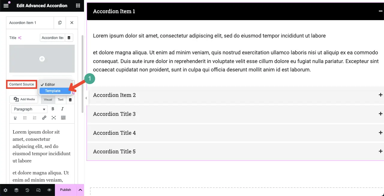 How to Use the Elementor Advanced Accordion Widget of HappyAddons 6 How to import a template in advanced accordion
