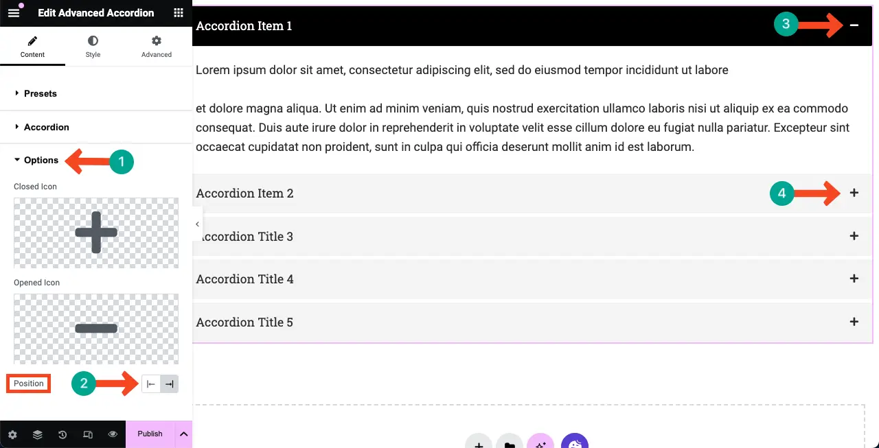 How to Use the Elementor Advanced Accordion Widget of HappyAddons 9 Add Icons to Advanced Accordion