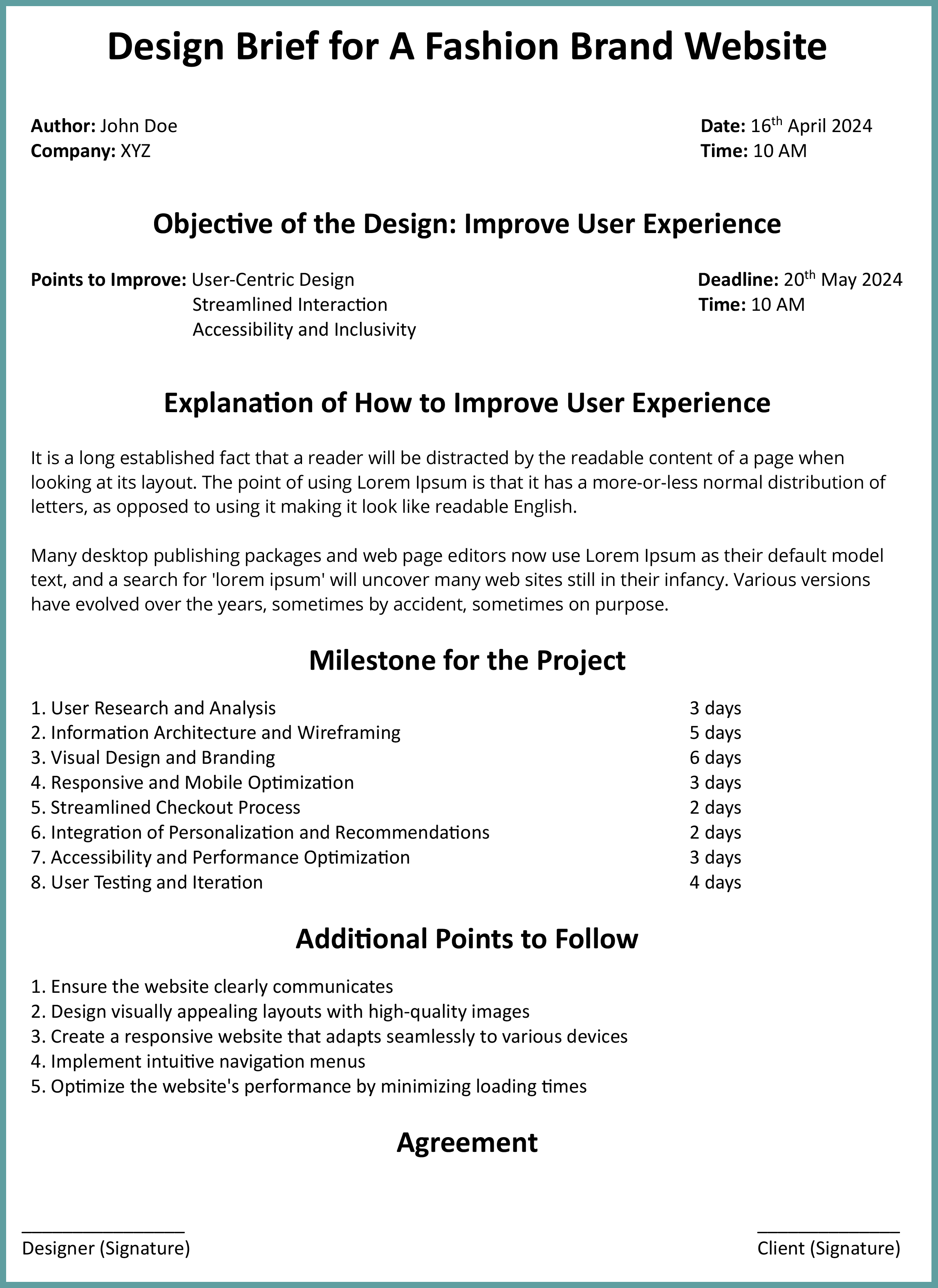 How to Write a Website Design Brief (with Examples) 6 Website design brief example one