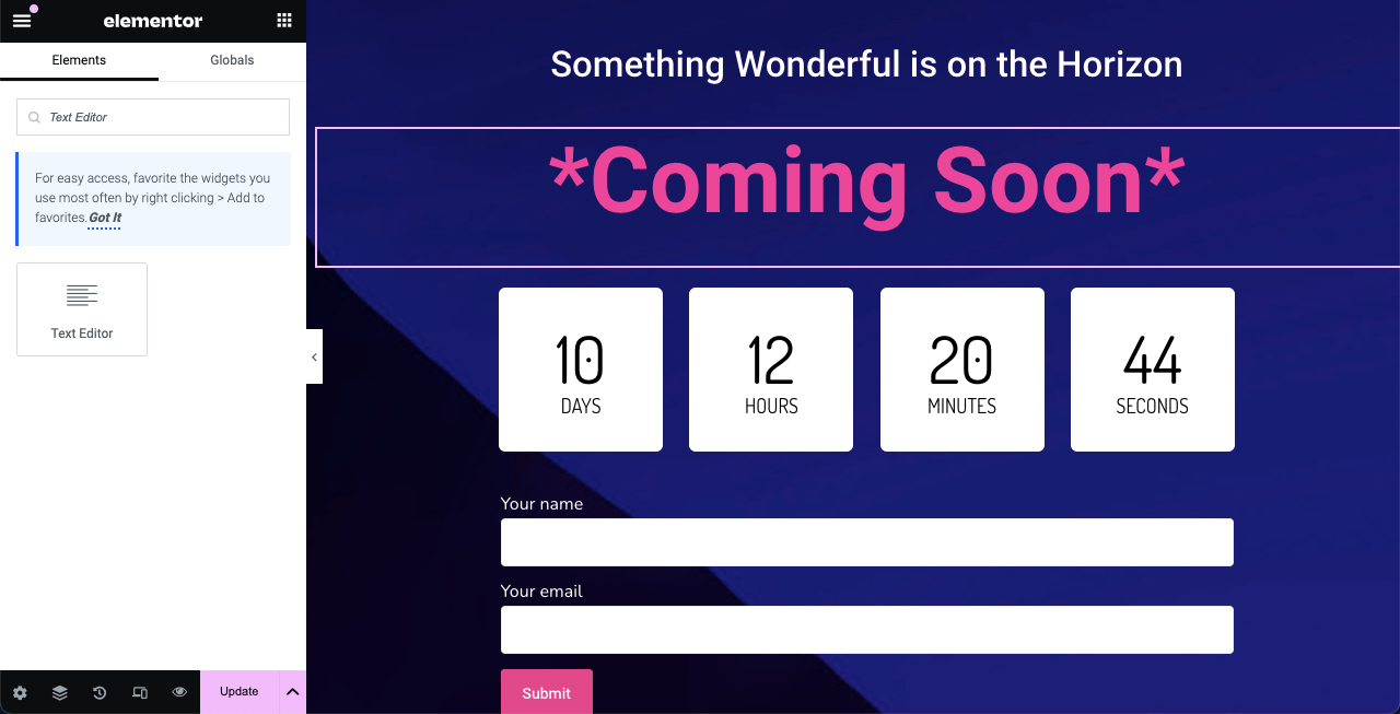How to Create a Coming Soon Page with Elementor in WordPress 26 Add the Coming Soon text to the page