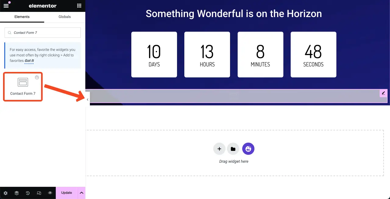How to Create a Coming Soon Page with Elementor in WordPress 21 Add the Contact Form 7 widget to the Elementor Canvas
