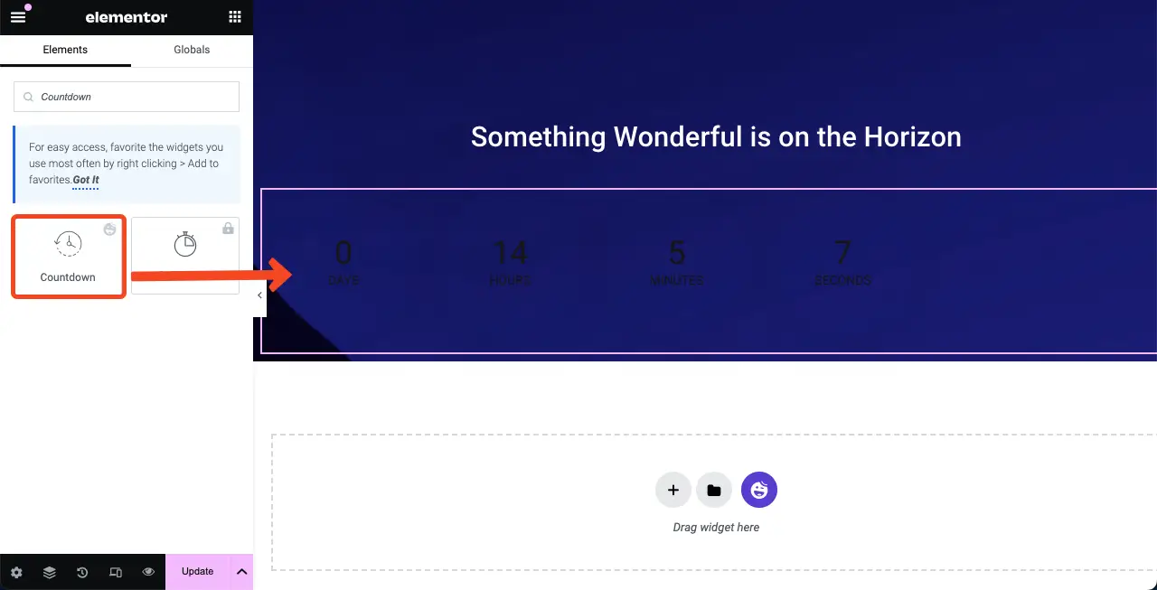How to Create a Coming Soon Page with Elementor in WordPress 14 Add the Countdown Widget to the Elementor Canvas