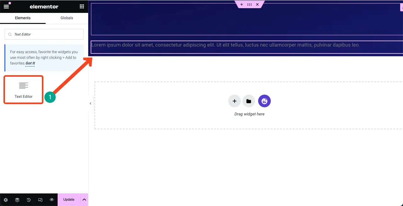 How to Create a Coming Soon Page with Elementor in WordPress 12 Add the Text Editor Widget to the Selected Area