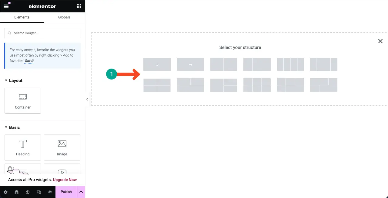 How to Create a Coming Soon Page with Elementor in WordPress 7 Select a Structure to Add Content on the Elementor Canvas