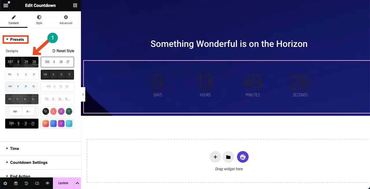 How to Create a Coming Soon Page with Elementor in WordPress 15 Select a template for the countdown widget