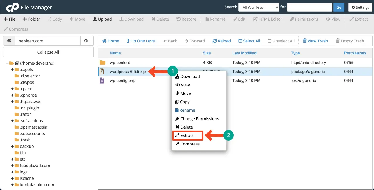 How to Fix WordPress Fatal Error - 8 Proven Methods You Should Try 19 Extract the WordPress Zip File in File Manager