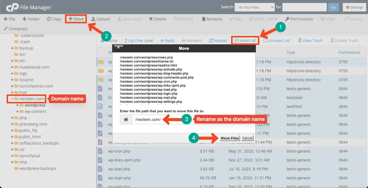How to Fix WordPress Fatal Error - 8 Proven Methods You Should Try 21 Select all the extracted files and move them