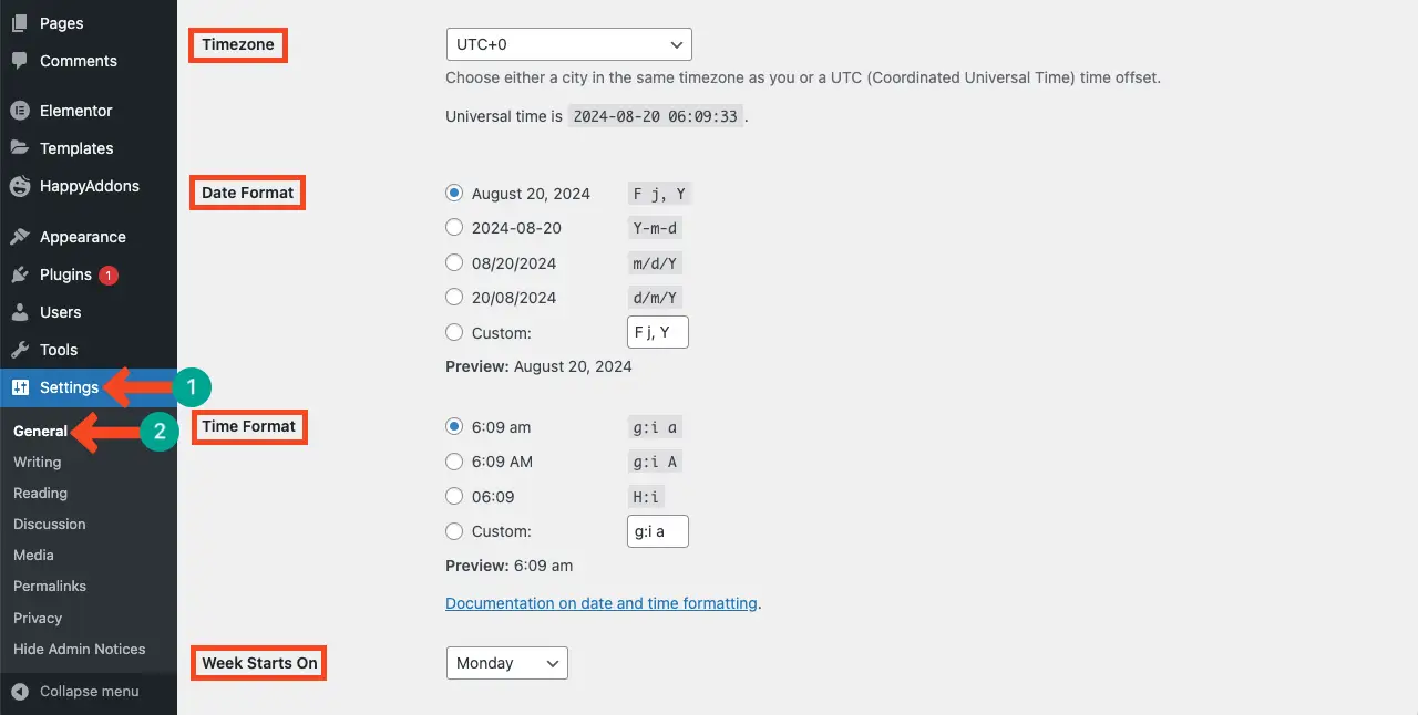 Influence Visitors with Elementor Countdown Timer Widget 21 Configure time settings on your WordPress backend