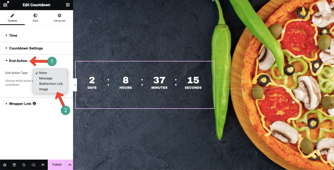 Influence Visitors with Elementor Countdown Timer Widget 12 Set End Action for the Countdown Timer widget