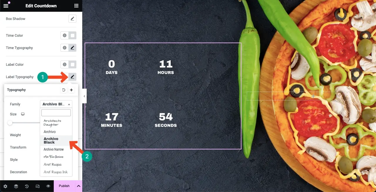Influence Visitors with Elementor Countdown Timer Widget 8 Set typography for the label