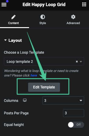 Happy Loop Grid 3 edit template button