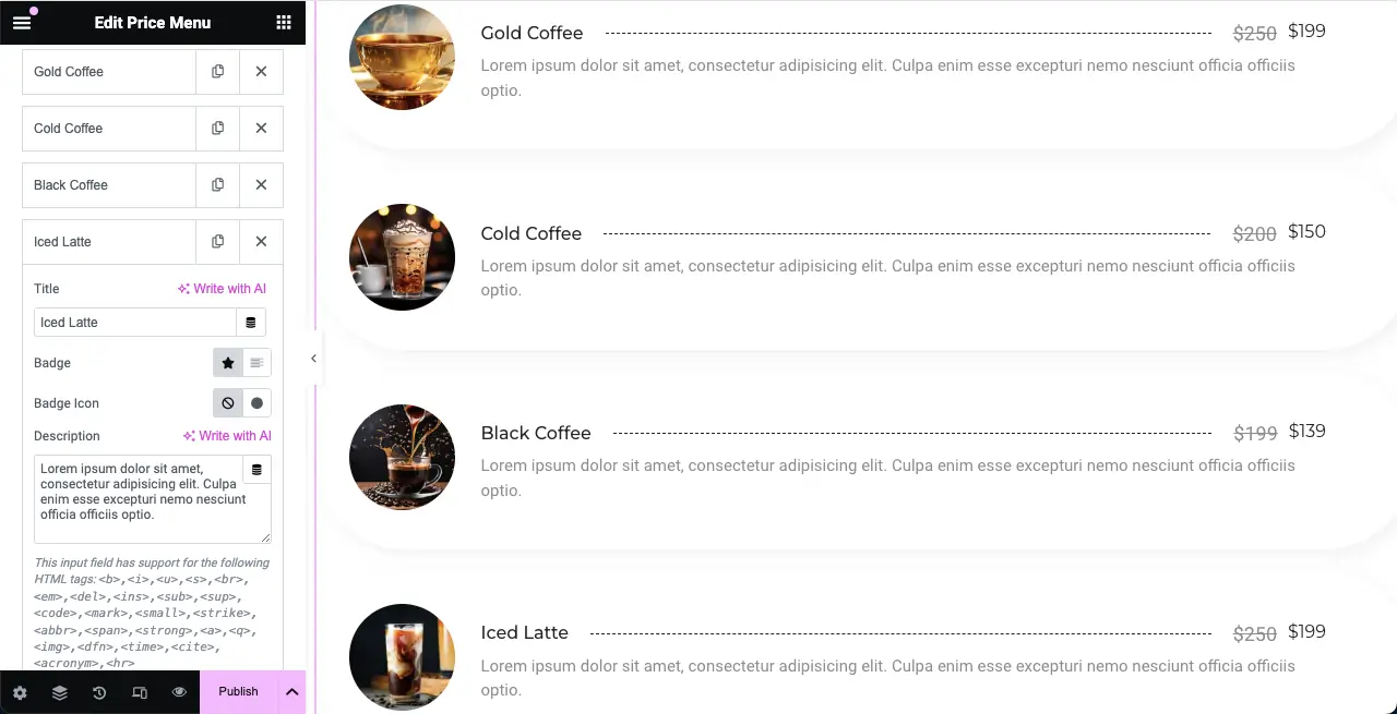 How to Create a Price List in WordPress with Elementor 14 Add more new items to the price list