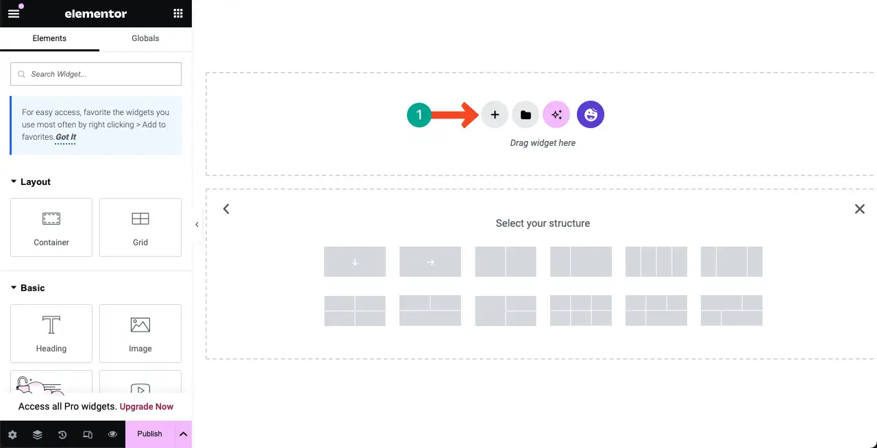 How to Create a Price List in WordPress with Elementor 2 Create a Layout with Column(s)