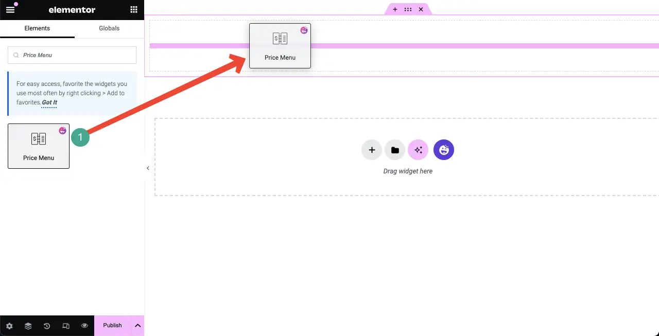 How to Create a Price List in WordPress with Elementor 3 Drag and drop the Price Menu widget to the Elementor Canvas