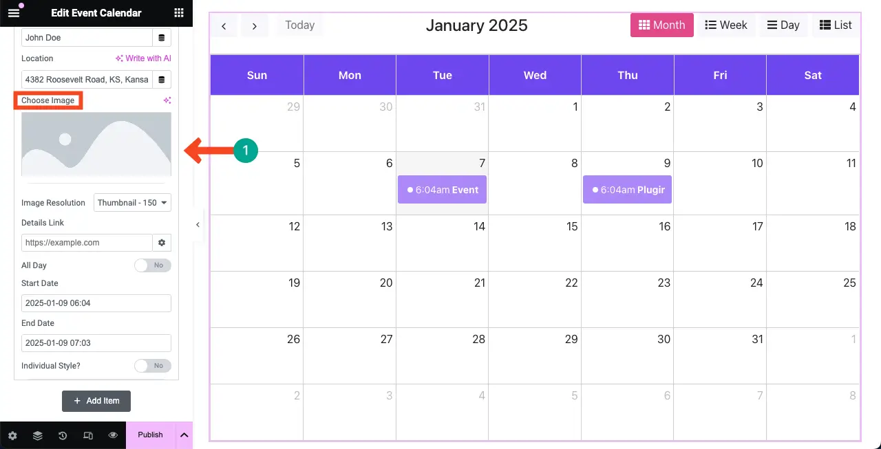 How to Create an Event Calendar in WordPress with Elementor 7 Add an image to the Event Calendar
