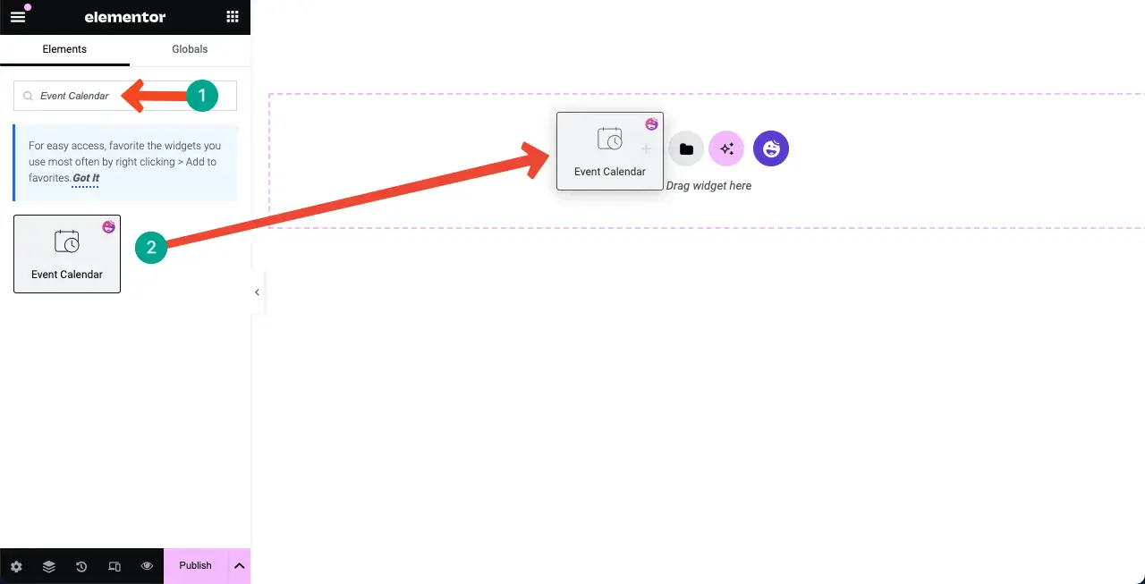 How to Create an Event Calendar in WordPress with Elementor 1 Drag and Drop the Event Calendar Widget to the Elementor Canvas: How to Create an Event Calendar