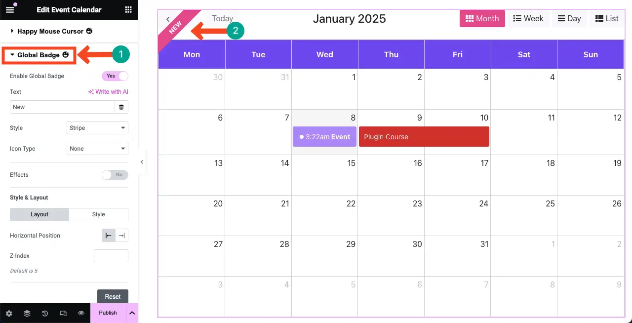How to Create an Event Calendar in WordPress with Elementor 19 Explore Global Badge