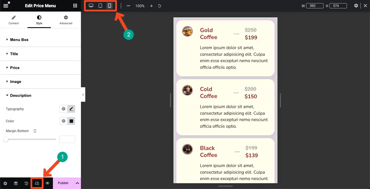 How to Create a Price List in WordPress with Elementor 26 Make the Price List Mobile Responsive