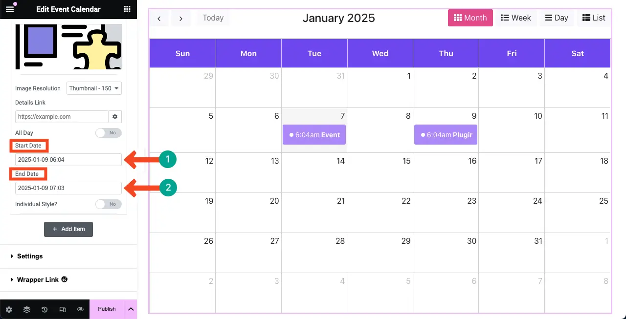 How to Create an Event Calendar in WordPress with Elementor 9 Set Dates for the Event