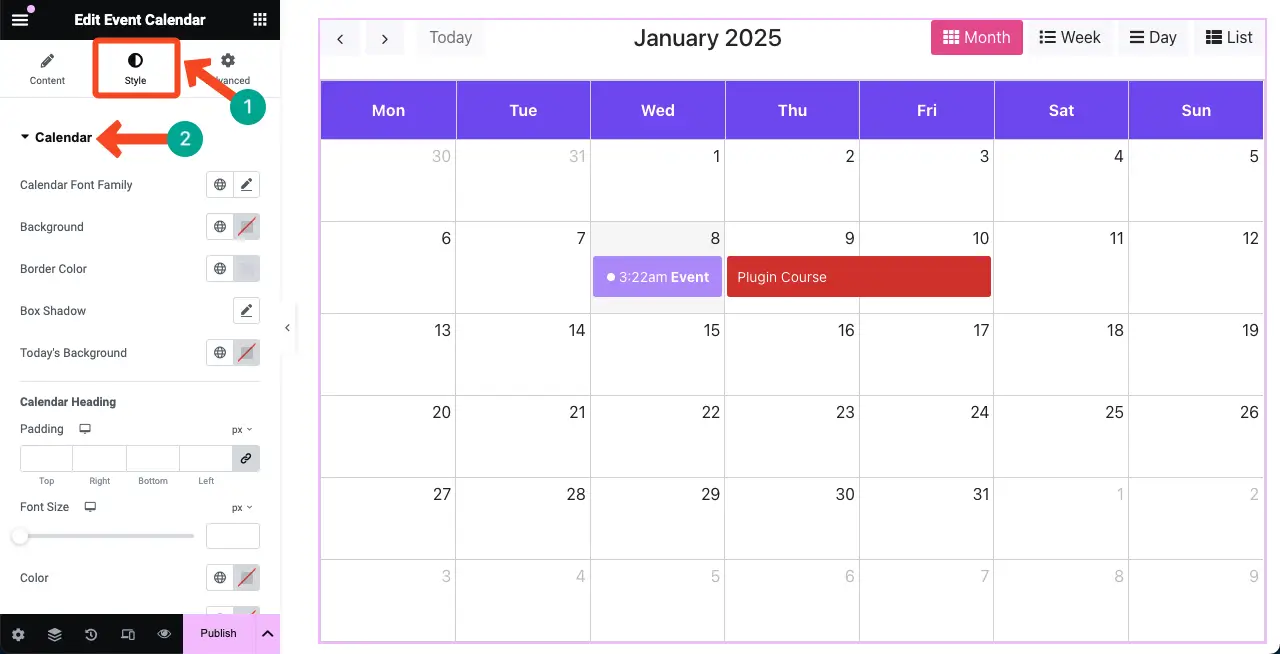 How to Create an Event Calendar in WordPress with Elementor 20 Stylize the Event Calendar Widget