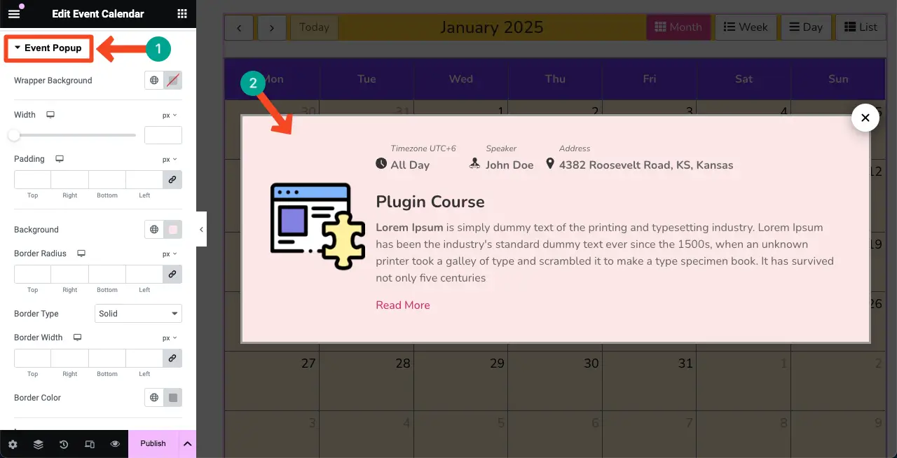 How to Create an Event Calendar in WordPress with Elementor 24 Stylize the Event Popup