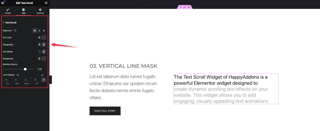 Text Scroll 2 style settings