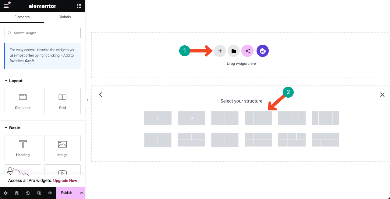 How to Create a Feature Box in WordPress with Elementor 2 Select a column layout