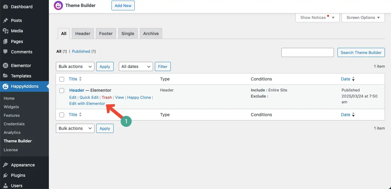 How to Add a Top Bar in WordPress with Elementor 3 Go to the Header section