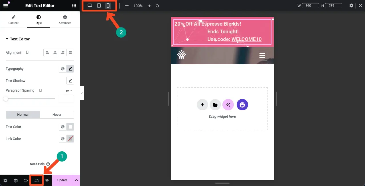 How to Add a Top Bar in WordPress with Elementor 13 Make your Top Bar Mobile Responsive