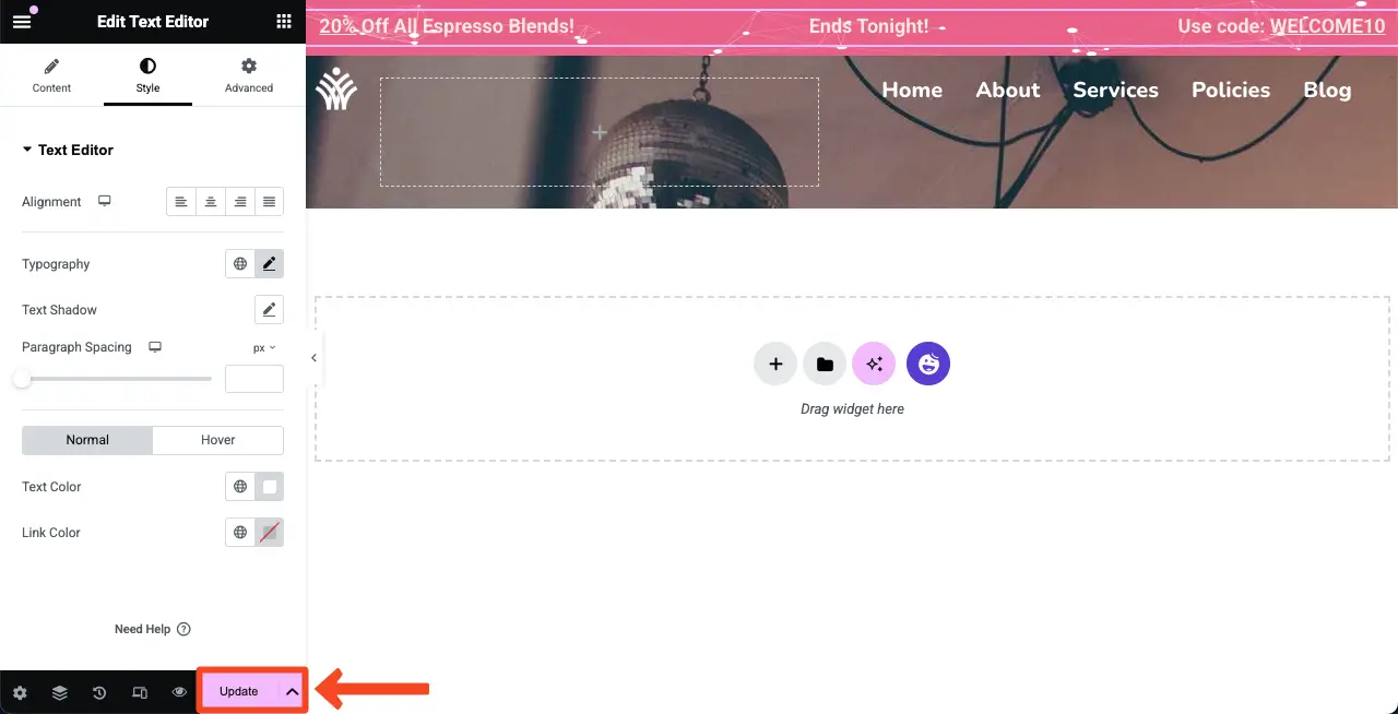 How to Add a Top Bar in WordPress with Elementor 15 Publish/Update the Changes