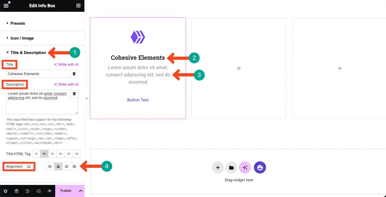 How to Create a Feature Box in WordPress with Elementor 9 Add a Title and a Description to the Feature Box
