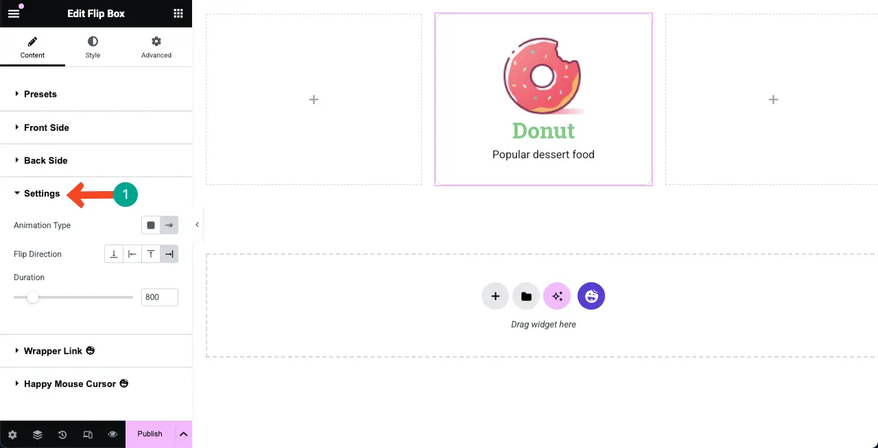 Configure Settings for the Flip Box Widget