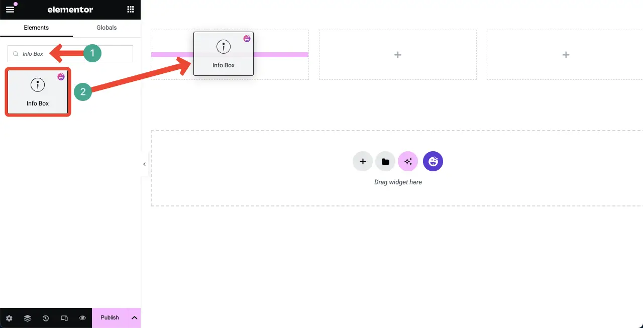 How to Create a Feature Box in WordPress with Elementor 3 Drag and drop the Info Box widget to the canvas