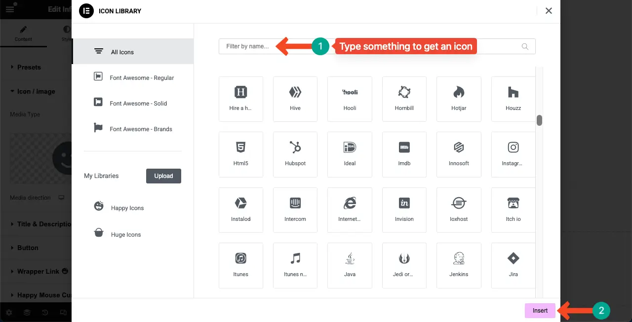 How to Create a Feature Box in WordPress with Elementor 7 Find an icon from the icon library