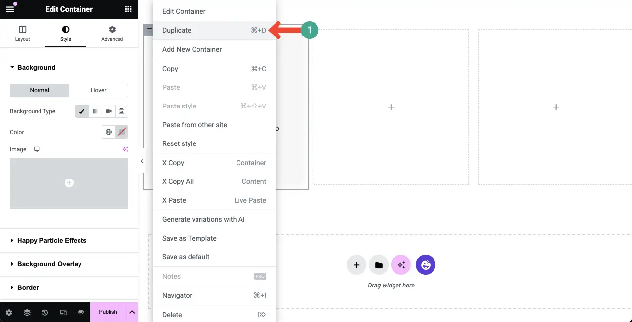 How to Create a Feature Box in WordPress with Elementor 19 Select the Duplicate option
