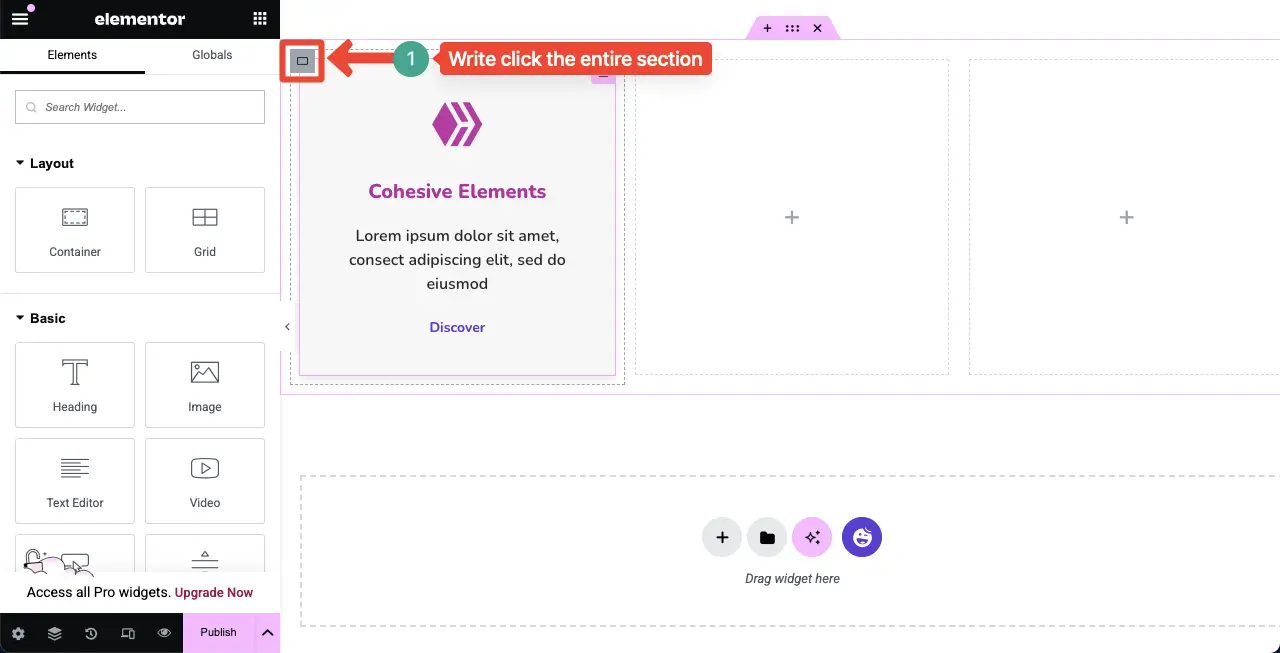 How to Create a Feature Box in WordPress with Elementor 18 Select the entire feature box to duplicate it