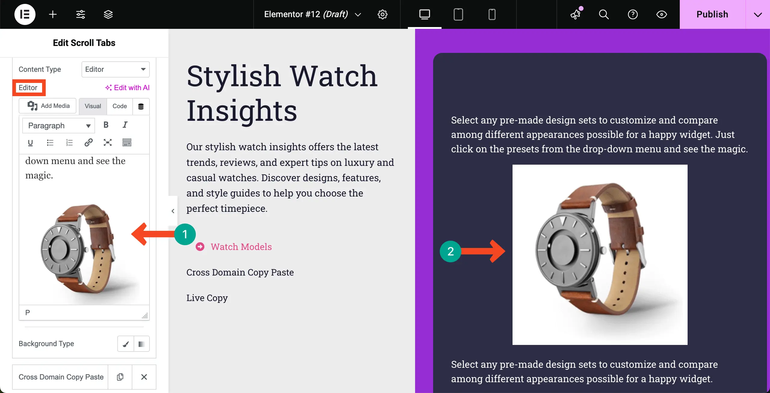 How to Create Vertical Scrolling Tabs in WordPress with Elementor 13 Add content to the editor