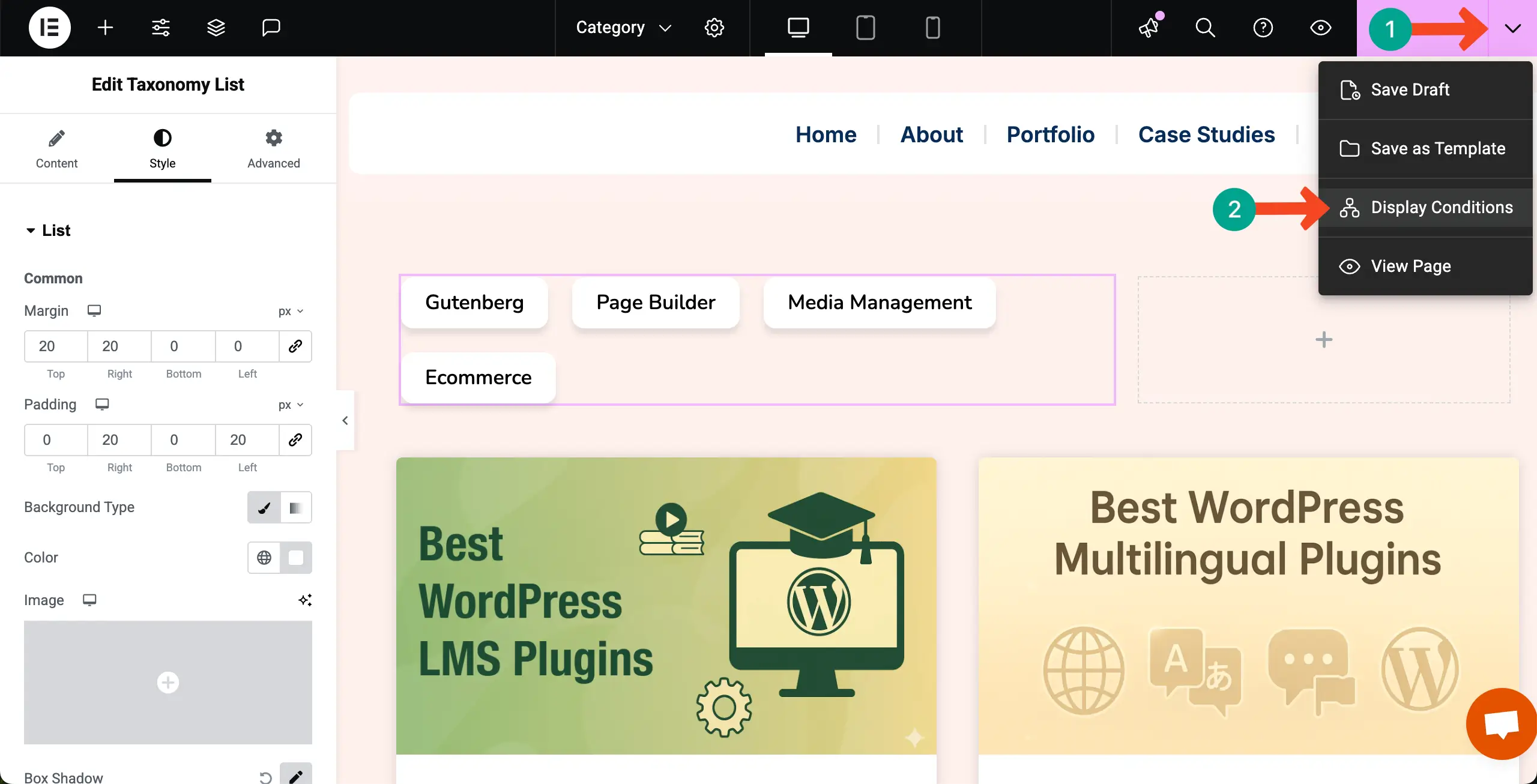 How to Display Blog Posts by Categories in WordPress with Elementor 31 Go to Display Conditions
