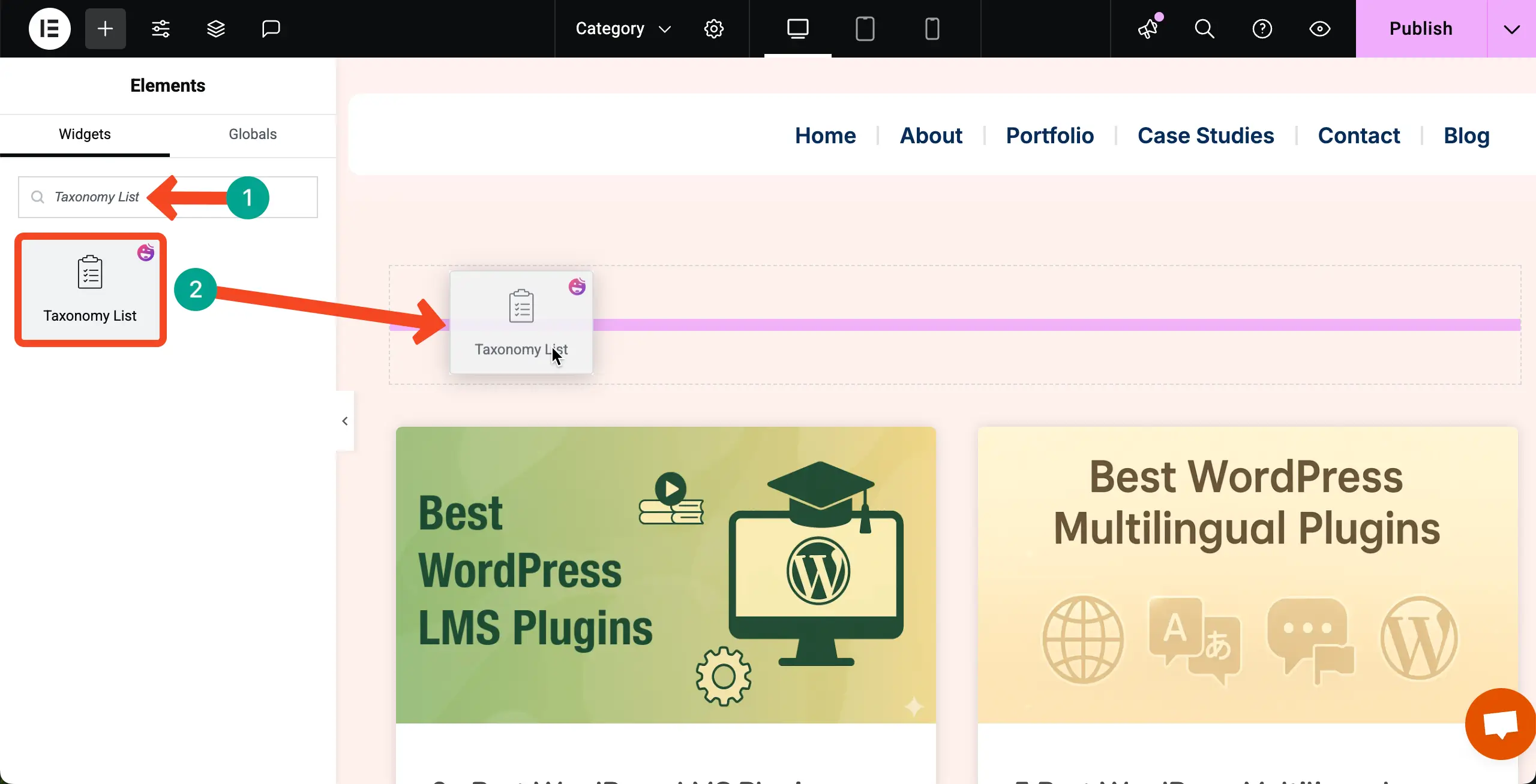 How to Display Blog Posts by Categories in WordPress with Elementor 24 Place the Taxonomy List widget